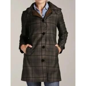 Feller Seattle Queen Anne Trench Coat Plaid Coat XS NWT Hooded Rain Jacket